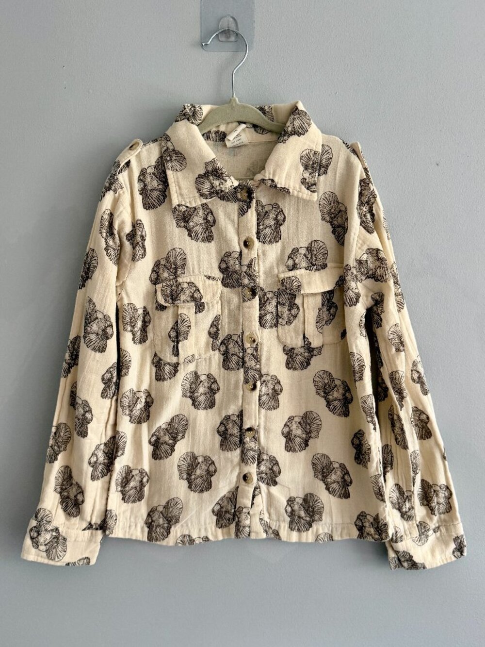 Kate Quinn Organic Cotton Muslin Turkey Print Button Up Shirt 7Y